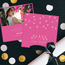 Cap Toss Pink & Blush Graduation Announcement