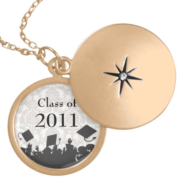 Cap Tossing Crowd-Graduation Class of 2011 Locket Necklace (Front)