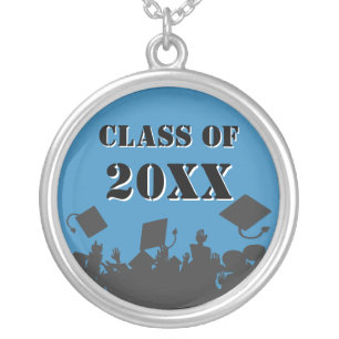Cap Tossing Crowd-Graduation Class of 2011 Silver Plated Necklace