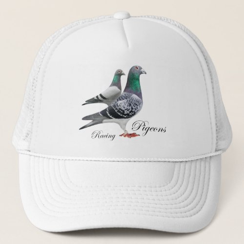 Cap with pair of carrier pigeons
