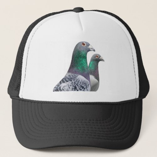 Cap with pair of carrier pigeons