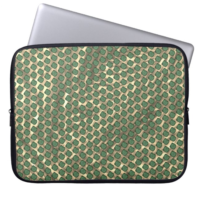 Capa de Laptop, quadriculos verdes sobre marrom Laptop Sleeve (Front)