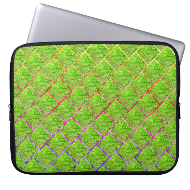 Capa de laptop, quadros verde amadurecido e linhas laptop sleeve (Front)