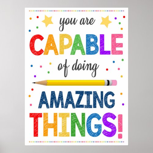 Capable Of Amazing Things Rainbow Classroom Poster