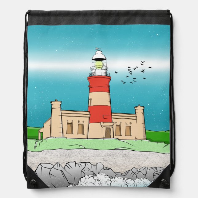 Cape Agulhas Lighthouse Drawstring Bag (Front)