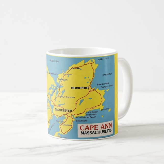 Cape Ann Massachusetts Map Coffee Mug (Front Right)