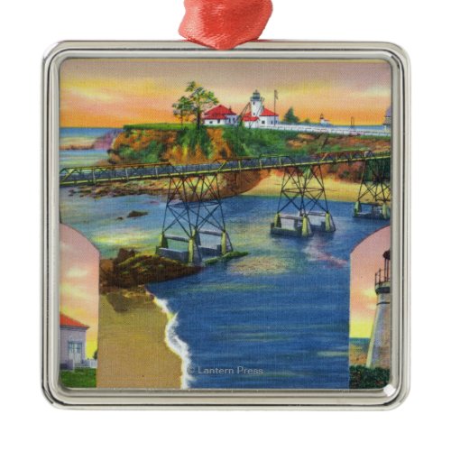 Cape Arago Bridge and Lighthouse Mouth Metal Ornament