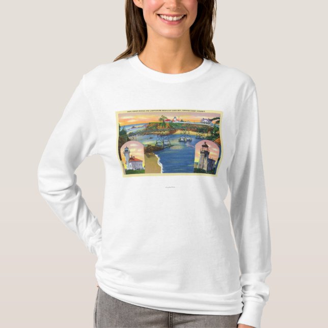 Cape Arago Bridge and Lighthouse Mouth T-Shirt (Front)