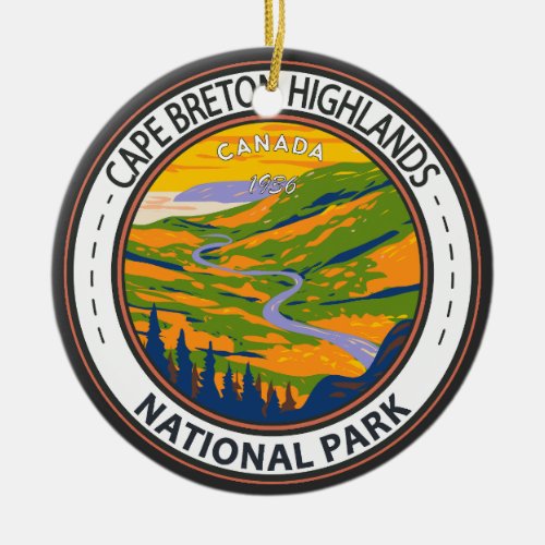 Cape Breton Highlands National Park Canada Badge Ceramic Ornament