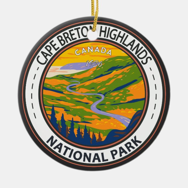 Cape Breton Highlands National Park Canada Badge Ceramic Ornament (Front)