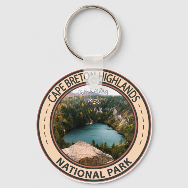 Cape Breton Highlands National Park Circle Vintage Keychain (Front)