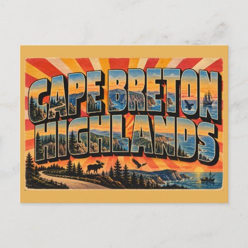 Cape Breton Highlands Ocean Cliffs Forest Art Postcard