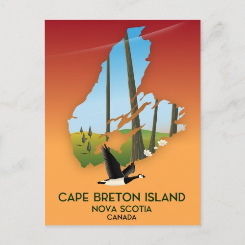 Cape Breton Island nova Scotia Canada map Postcard