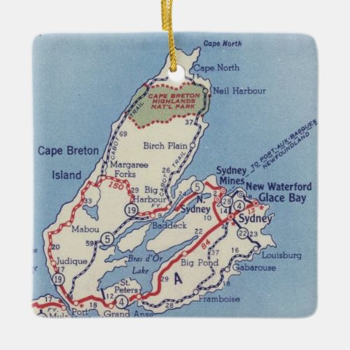 Cape Breton Island Vintage Map Ceramic Ornament