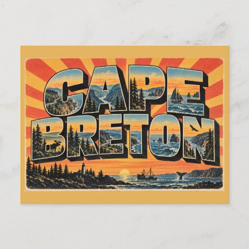 Cape Breton NS Ocean Ancient Forest Art Postcard