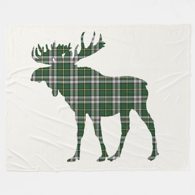 Cape Breton Tartan Custom Moose green Plaid Fleece Blanket (Front (Horizontal))