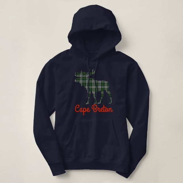 Cape Breton tartan moose cute hoodie (Design Front)