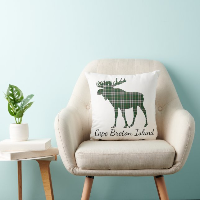 Cape Breton tartan moose plaid decor pillow (Chair)