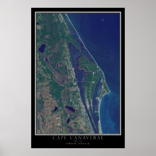 Cape Canaveral Florida From Space Satellite Map Poster
