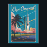 Cape Canaveral Florida Illustration Travel Art Postcard<br><div class="desc">Cape Canaveral retro vector travel design. Cape Canaveral is a city on Florida's Atlantic coast. The Kennedy Space Center,  north of the city,  features a NASA shuttle launch simulation and astronaut memorabilia.</div>