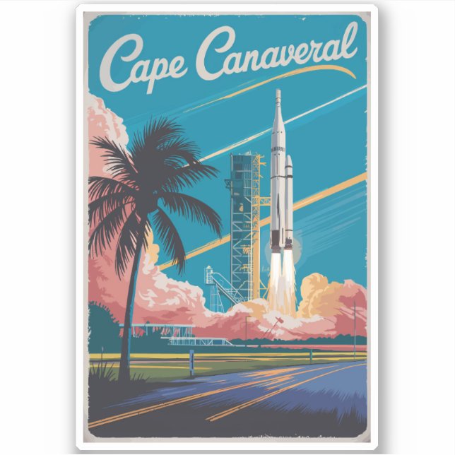 Cape Canaveral Florida Illustration Travel Art Sticker (Front)