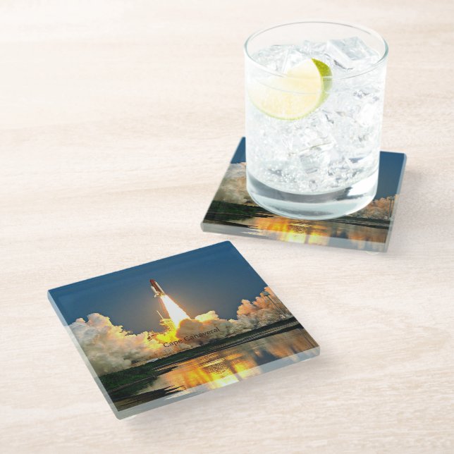 Cape Canaveral Florida Launch Pad Glass Coaster (Angled)