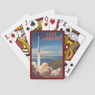 Cape Canaveral Florida Painterly Travel Art Retro Poker Cards
