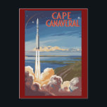 Cape Canaveral Florida Painterly Travel Art Retro Postcard<br><div class="desc">Cape Canaveral retro vector travel design. Cape Canaveral is a city on Florida's Atlantic coast. The Kennedy Space Center,  north of the city,  features a NASA shuttle launch simulation and astronaut memorabilia.</div>