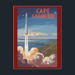 Cape Canaveral Florida Painterly Travel Art Retro Postcard<br><div class="desc">Cape Canaveral retro vector travel design. Cape Canaveral is a city on Florida's Atlantic coast. The Kennedy Space Center,  north of the city,  features a NASA shuttle launch simulation and astronaut memorabilia.</div>