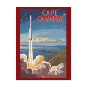 Cape Canaveral Florida Painterly Travel Art Retro Postcard