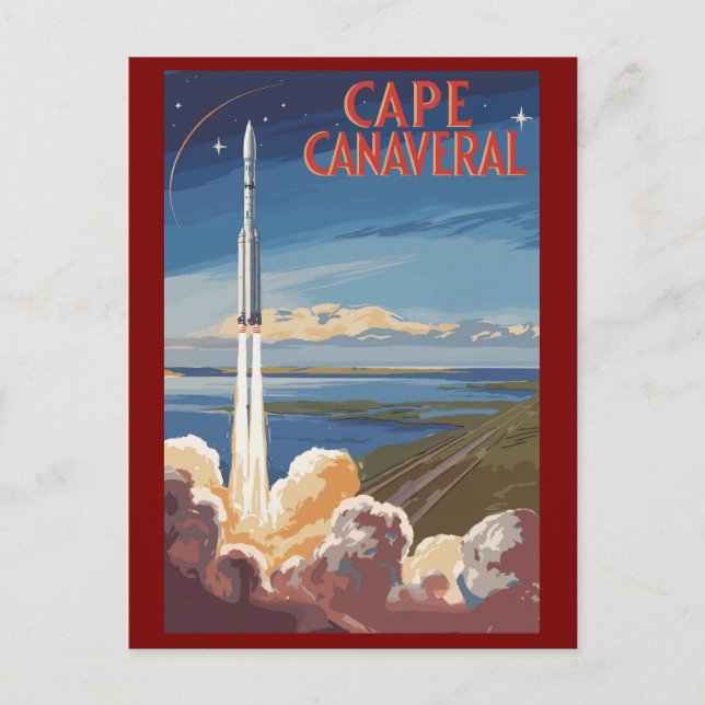 Cape Canaveral Florida Painterly Travel Art Retro Postcard (Front)