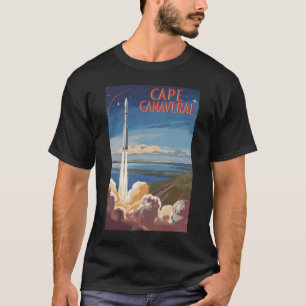 Cape Canaveral Florida Painterly Travel Art Retro T-Shirt