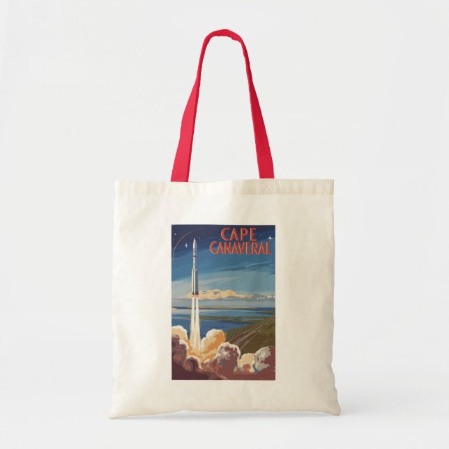 Cape Canaveral Florida Painterly Travel Art Retro Tote Bag (Front)