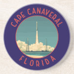 Cape Canaveral Florida Retro Distressed Circle Coaster<br><div class="desc">Cape Canaveral retro vector travel design. Cape Canaveral is a city on Florida's Atlantic coast. The Kennedy Space Center,  north of the city,  features a NASA shuttle launch simulation and astronaut memorabilia.</div>