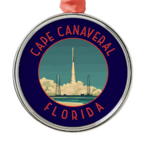 Cape Canaveral Florida Retro Distressed Circle Metal Ornament
