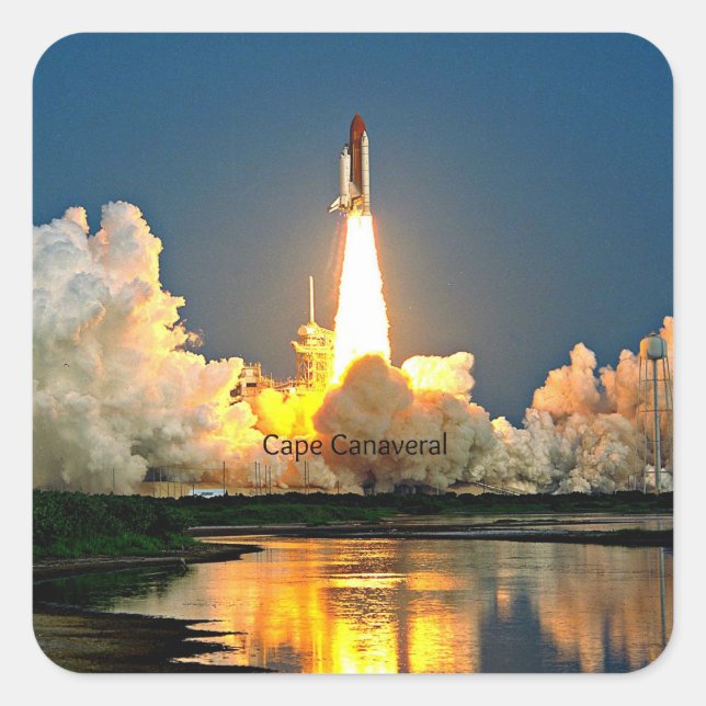 Cape Canaveral Launch Pad Labeled Square Sticker (Front)
