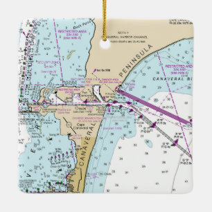 Cape Canaveral Nautical Chart Ceramic Ornament