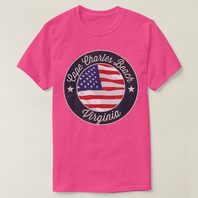 Cape Charles Beach - Patriotic Virginia Souvenir T T-Shirt (Design Front)