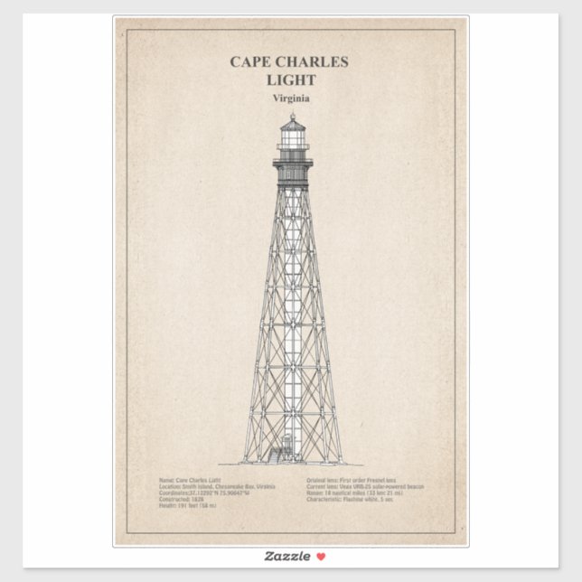 Cape Charles Lighthouse - Virginia - SBD Sticker (Sheet)