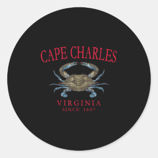 Cape Charles Virginia Blue Crab Since 1607 Arched Classic Round Sticker