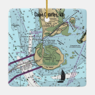 Cape Charles Virginia Chart Ceramic Ornament