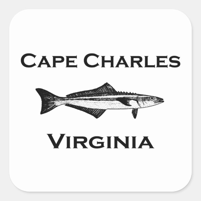 Cape Charles Virginia Cobia Square Sticker (Front)
