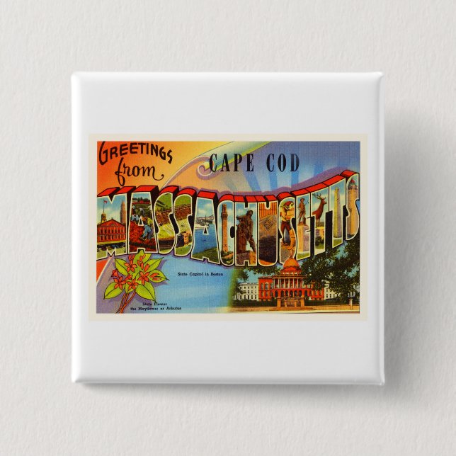 Cape Cod #2 Massachusetts MA Old Travel Souvenir Pinback Button (Front)
