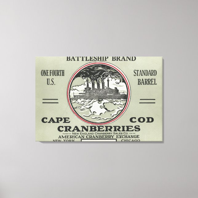 Cape Cod Battleship Brand Cranberry Label Canvas Print (Front)