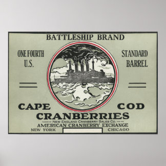 Cape Cod Battleship Brand Cranberry Label Poster