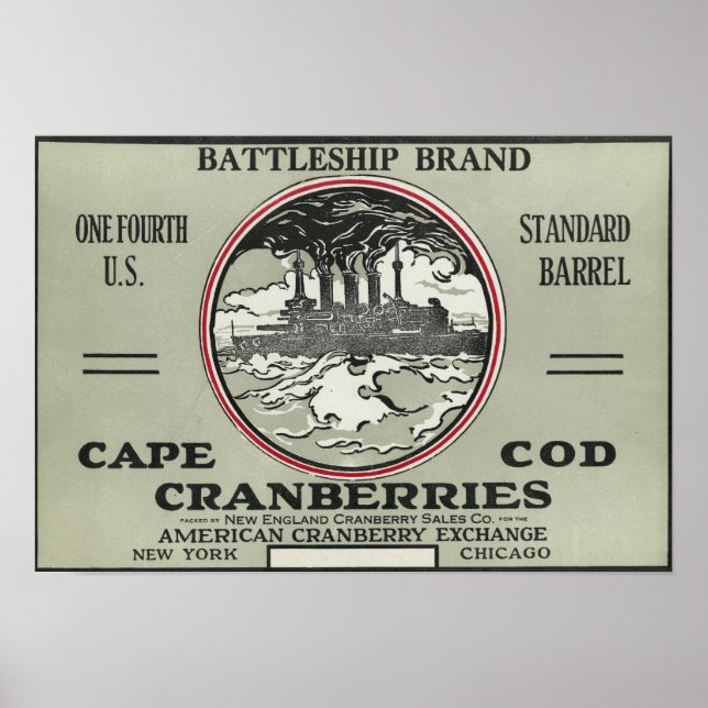 Cape Cod Battleship Brand Cranberry Label Poster (Front)
