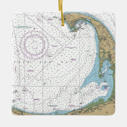 Cape Cod Bay Chart Ceramic Ornament