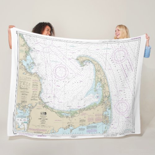 Cape Cod Bay Nautical Chart 13246 Fleece Blanket