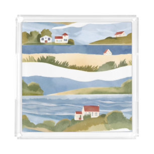 Cape Cod Bay   Ocean Shore Coastal Watercolor Acrylic Tray