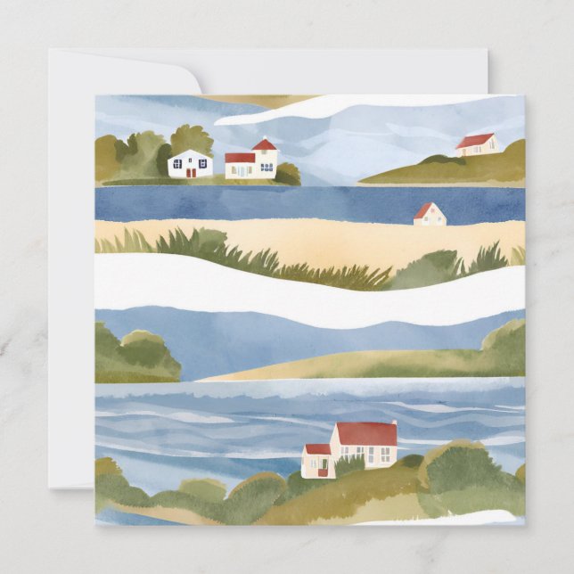 Cape Cod Bay | Ocean Shore Coastal Watercolor Card (Front)